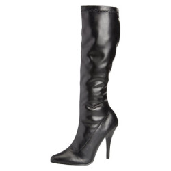 Black vegan boots 13 cm SEDUCE-2000 pointed toe stiletto boots