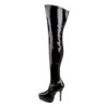 Black Shiny 13,5 cm INDULGE-3000 Platform Over Knee Boots