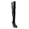 Nero Vernice 13,5 cm INDULGE-3000 Stivali Overknee Plateau
