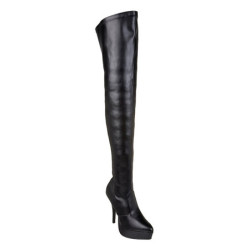 Black Leatherette 13,5 cm INDULGE-3000 Platform Over Knee Boots