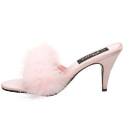Pink 8 cm AMOUR-03 piume di marabu Mules Scarpe