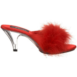 Rosso 8 cm BELLE-301F piume di marabu Mules Scarpe