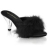 Black 8 cm BELLE-301F Marabou Feathers Mules Shoes