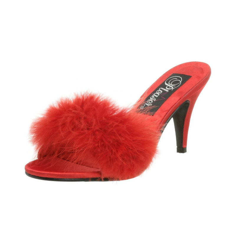 Rosso Piume 8 cm AMOUR-03 Scarpe Zoccoli da Uomo