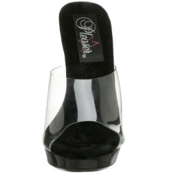 Nero Trasparente 13 cm Fabulicious LIP-101 Plateau Mules Tacco Alto