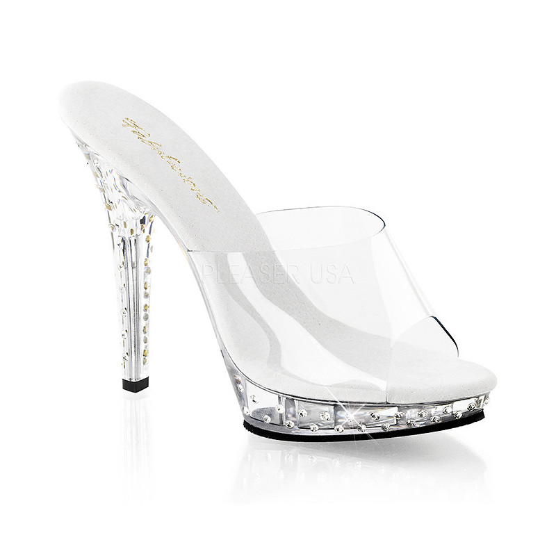 Clear Rhinestone Platform 13 cm LIP-101SDT Women Mules Shoes