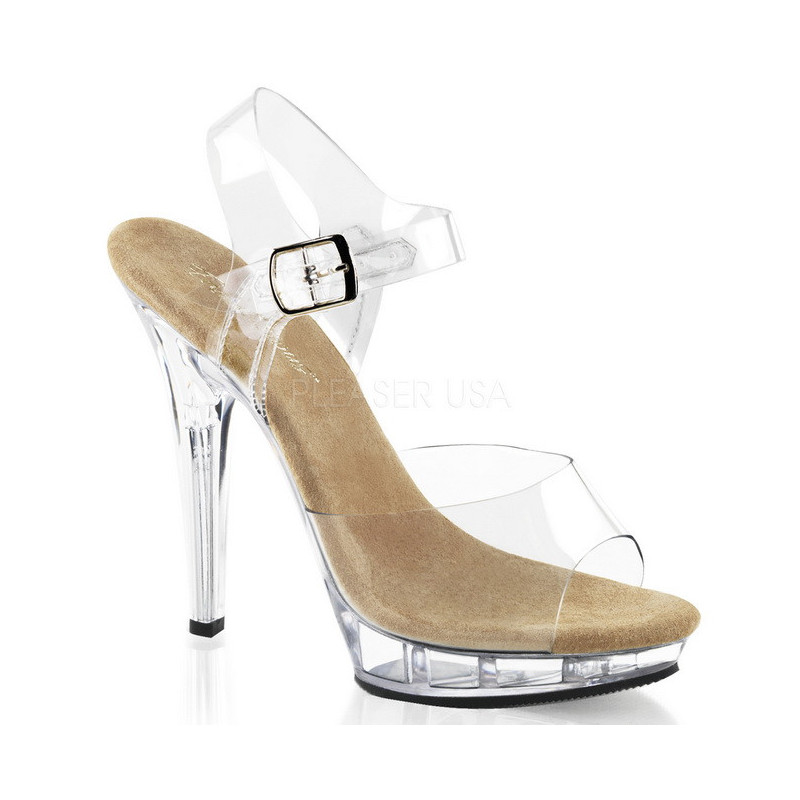 Beige Transparent 13 cm LIP-108 Platform High Heels Shoes
