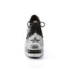 Glitter pimp shoes 70s men's disco platform shoes lace-up silver