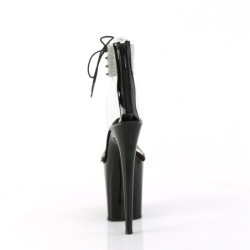 Black 20 cm FLAMINGO-827RS black platform ankle straps high heels