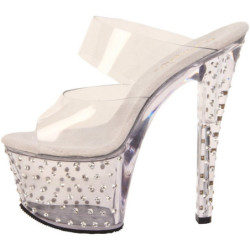 Trasparente 18 cm STARDUST-702 Pantofole Tacco Alto Pietre Strass