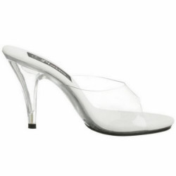 Bianco Trasparente 11 cm CARESS-401 Ciabattina Tacchi Alti