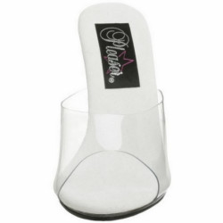 Bianco Trasparente 11 cm CARESS-401 Ciabattina Tacchi Alti