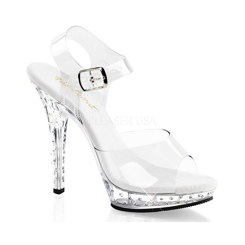 Strass Argento 13 cm Fabulicious LIP-108SDT Tacchi a Spillo Plateau