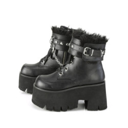 Nero Vegano 9 cm ASHES-57 stivaletti lolita con tacco spesso e plateau