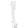 Vegan 18 cm SPECTATOR-3030 White high heeled thigh high boots