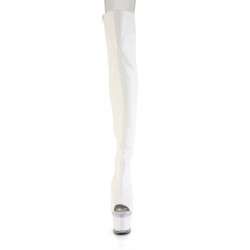 Vegan 18 cm SPECTATOR-3030 White high heeled thigh high boots