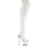 Vegan 18 cm SPECTATOR-3030 White high heeled thigh high boots