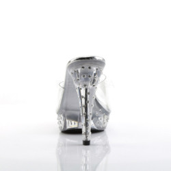 Transparent 14 cm COCKTAIL-501SDT Mules Strass Heels