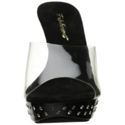 Nero Trasparente 14 cm COCKTAIL-501SDT Mules Strass Altissimi