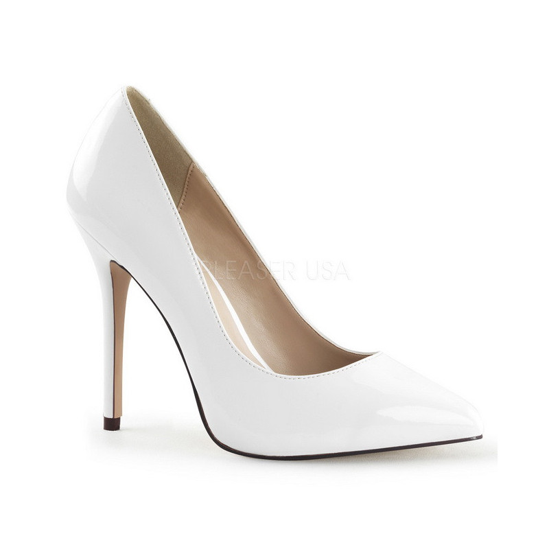 Bianco Vernice 13 cm AMUSE-20 scarpe tacchi a spillo con punta