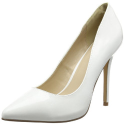 White Shiny 13 cm AMUSE-20 pointed toe stiletto pumps
