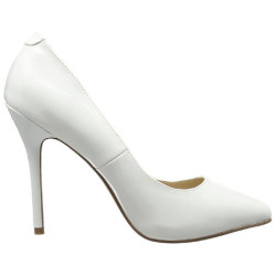 Bianco Vernice 13 cm AMUSE-20 scarpe tacchi a spillo con punta