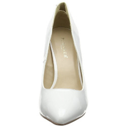 White Shiny 13 cm AMUSE-20 pointed toe stiletto pumps
