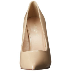 Beige Shiny 13 cm AMUSE-20 pointed toe stiletto pumps