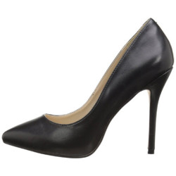Black Leatherette 13 cm AMUSE-20 pointed toe stiletto pumps