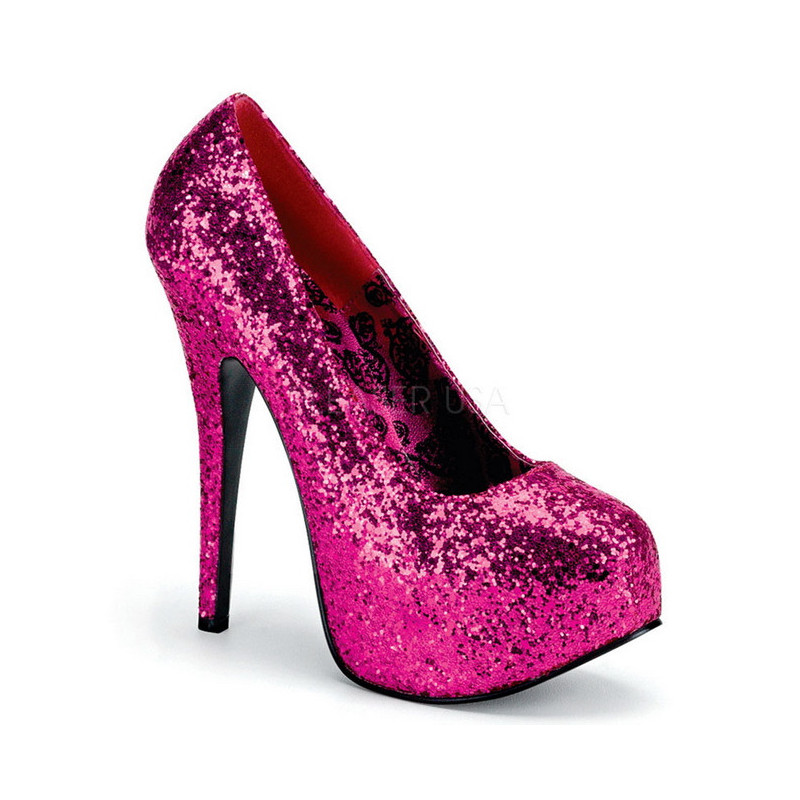 Pink Glitter 14,5 cm Burlesque BORDELLO TEEZE-06G Platform Pumps