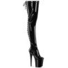 Patent 20 cm FLAMINGO-3850 Black overknee boots with laces