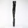 Patent 20 cm FLAMINGO-3850 Black overknee boots with laces