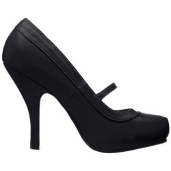 Black Leatherette 12 cm vintage mary jane pumps hidden platform
