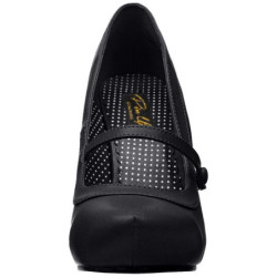 Black Leatherette 12 cm vintage mary jane pumps hidden platform