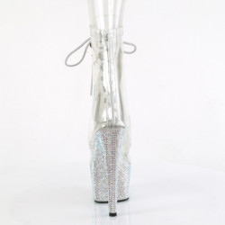 BEJ-1021C-7 - 18 cm pleaser stivaletti tacco alto plateau strass trasparenti