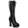 Black platform boots lace up vinyl 13 cm - 70s years abba gogo kneeboots