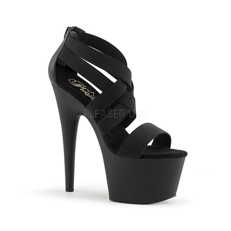 Black Elasticated 18 cm ADORE-769 Platform High Heeled Sandal Shoes