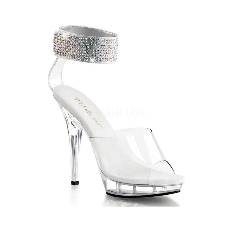 Clear Rhinestone 13 cm LIP-142 Acrylic Platform High Heeled Sandal
