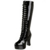 Black platform boots lace up patent 13 cm - 70s years abba disco kneeboots