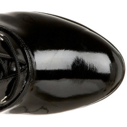 Black platform boots lace up patent 13 cm - 70s years abba disco kneeboots