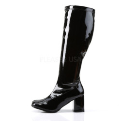 Black Patent 7,5 cm GOGO-300WC knee high women's boots wide calf