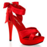Red Satin 13 cm COCKTAIL-568 High Heeled Sandal Shoes