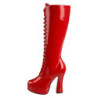 Red platform boots lace up patent 13 cm - 70s years abba disco kneeboots