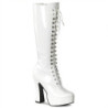 White platform boots lace up patent 13 cm - 70s years abba disco kneeboots