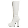 White platform boots lace up patent 13 cm - 70s years abba disco kneeboots