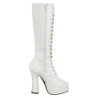 White platform boots lace up patent 13 cm - 70s years abba disco kneeboots