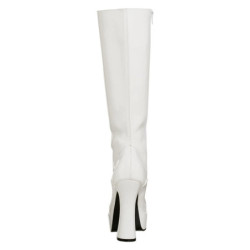White platform boots lace up patent 13 cm - 70s years abba disco kneeboots