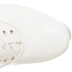 White platform boots lace up patent 13 cm - 70s years abba disco kneeboots