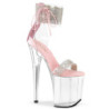 Rose 20 cm FLAMINGO-827RS transparent platform ankle straps high heels