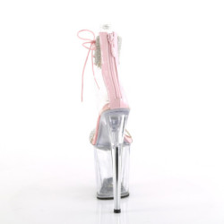Rose 20 cm FLAMINGO-827RS transparent platform ankle straps high heels
